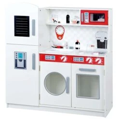 Roba Kinderküche Groß Weiß/rot Spielküche Mit Liebevoller Bedruckung