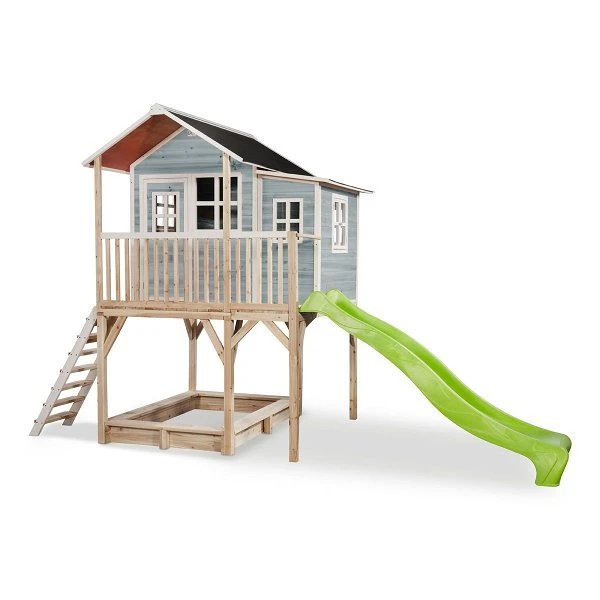 EXIT TOYS EXIT Loft 750 Holzspielhaus - Blau Extra Hoch - Mit Sandkasten, Rutsche & Anbau 3 EXIT TOYS EXIT Loft 750 Holzspielhaus - Blau Extra Hoch - Mit Sandkasten, Rutsche & Anbau