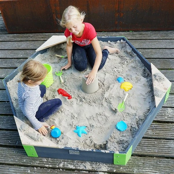EXIT TOYS EXIT Aksent Holzsandkasten Sechseckig 160x140 Cm Mit 3 Sitzen 4 EXIT TOYS EXIT Aksent Holzsandkasten Sechseckig 160x140 Cm Mit 3 Sitzen – Bild 2