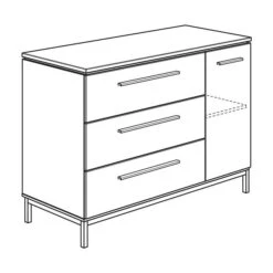 Paidi Benne Kommode Breit - 3 Schubkästen, 1 Tür Kieselgrau/Eiche-Montana - Zum Aktionspreis