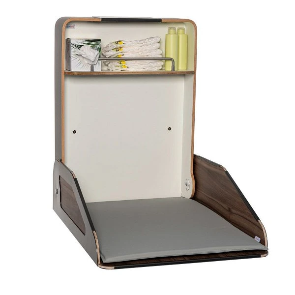 Timkid Quattro Wandwickeltisch Edelstahl Nussbaum Inklusive Wickelmatte | Elegant Design 4 Timkid Quattro Wandwickeltisch Edelstahl Nussbaum Inklusive Wickelmatte | Elegant Design – Bild 2