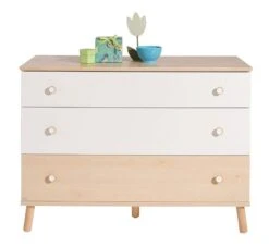 Paidi Ylvie Wickelkommode 3 Schubkästen Breit 2x Schubkasten Kreideweiß, 1x Schubkasten Birke