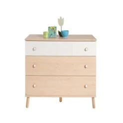 Paidi Ylvie Wickelkommode 3 Schubkästen Schmal 1x Schubkasten Kreideweiß, 2x Schubkasten Birke